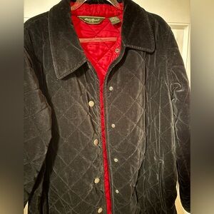 Eddie Bauer 100% cotton corduroy velvet quilted jacket with red lining